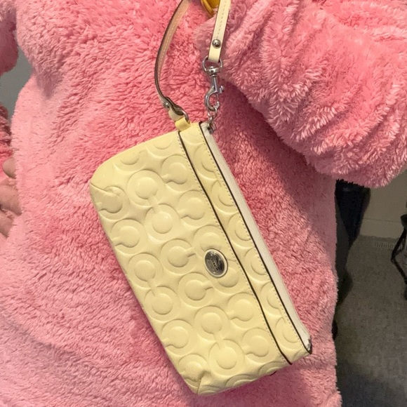 Coach Embossed Logo Wristlet - Cream/Silver - Picture 8 of 10